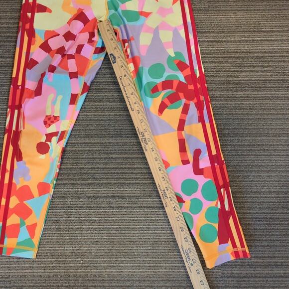 Adidas x Farm Rio 7/8 Athletic Leggings Size Large Red Multicolor - Picture 5 of 7